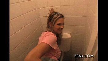 Play Sex in the bathroom with a broom with a big ass